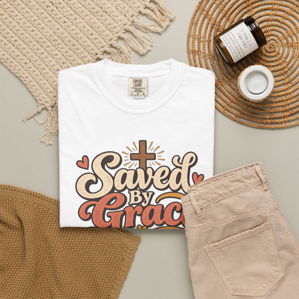 Saved By Grace Covered In Fur T-shirt | Christian Pet Lover Tee