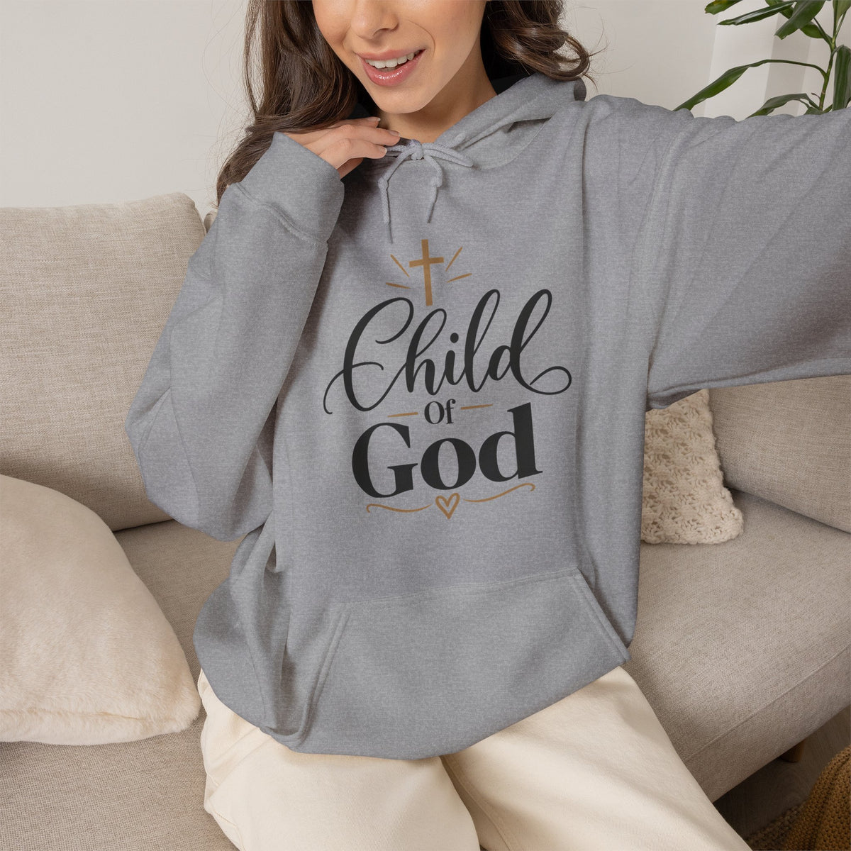 Child of God Hoodie | Religious Faith Cross Script Pullover