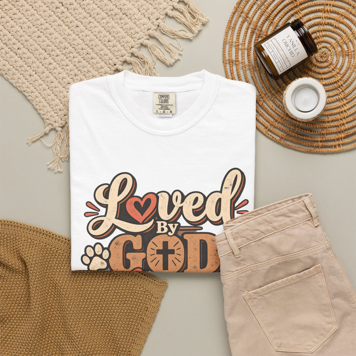 Loved by God Chosen by My Dog T-Shirt | Paw Print Faith Design
