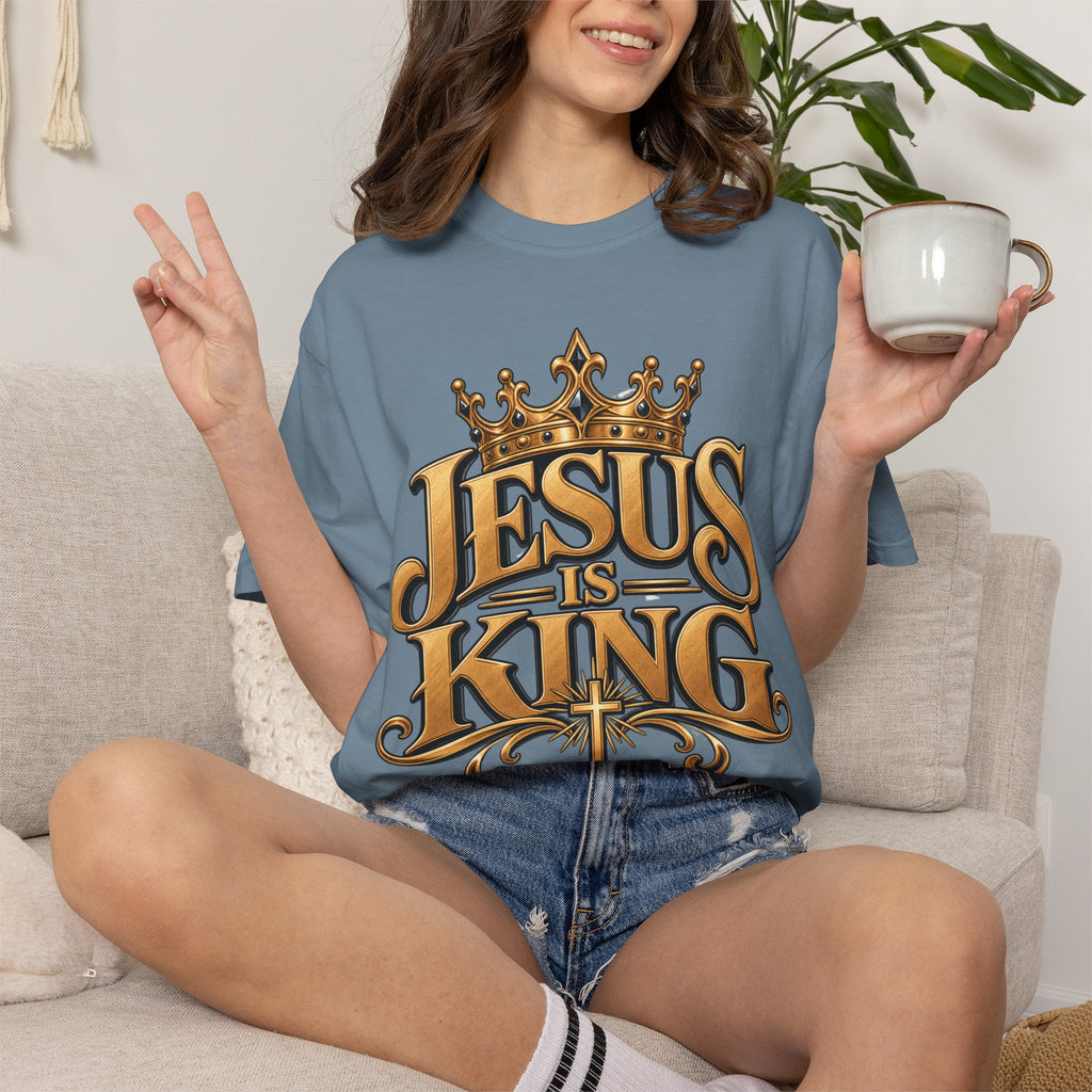 Jesus Is King T-Shirt | Crown typography Christian faith tee