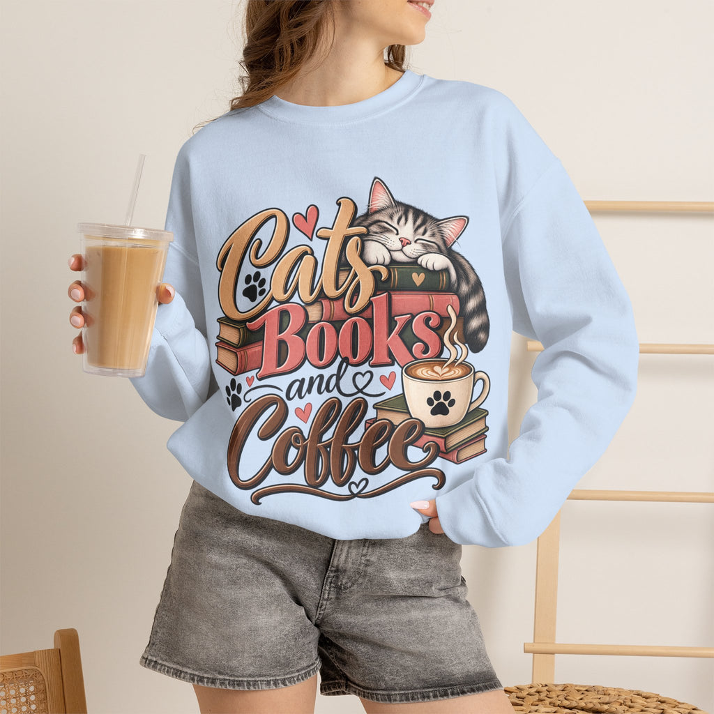 Cats Books and Coffee Crewneck Sweatshirt
