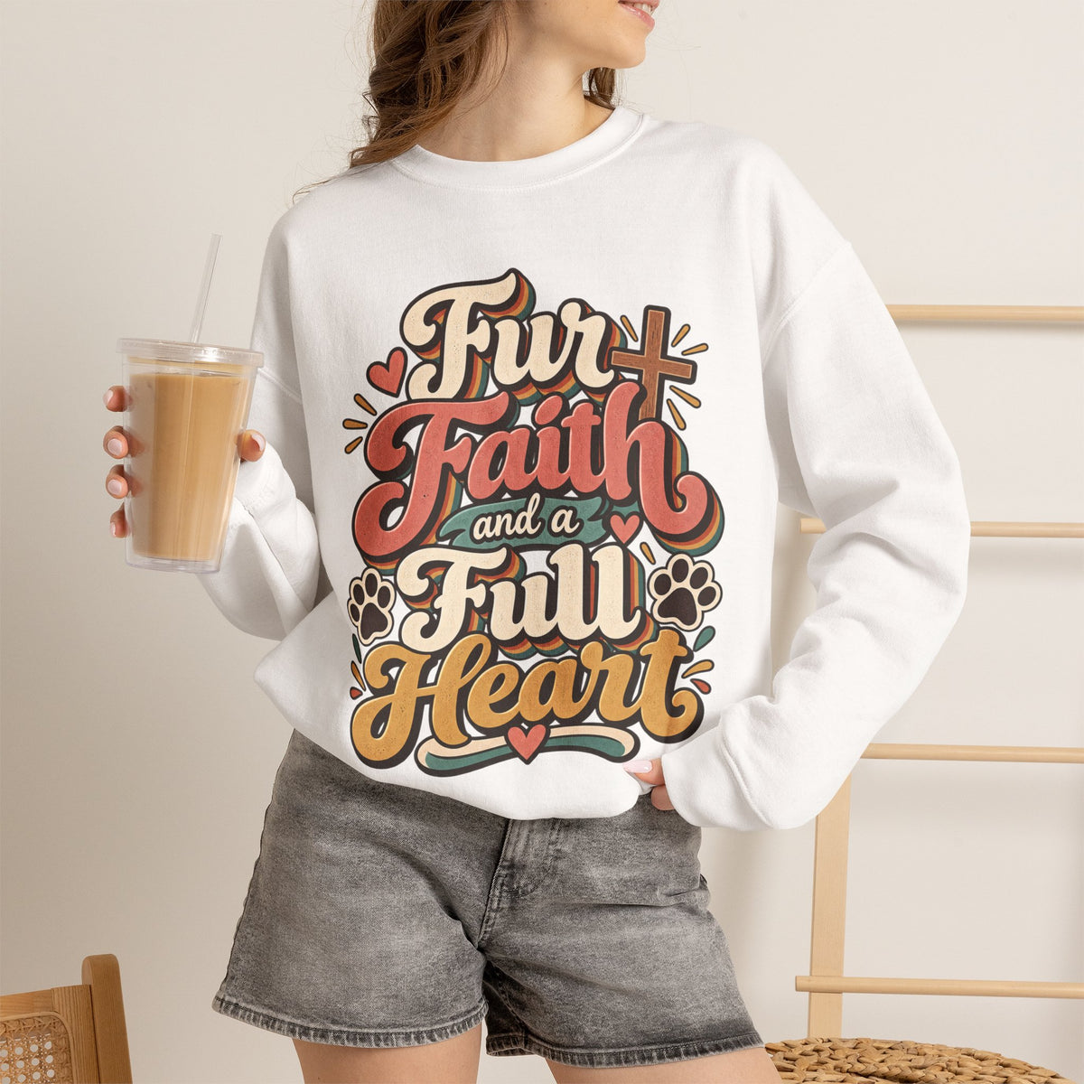 Fur Faith and a Full Heart Sweatshirt | Pet Paw Script Design