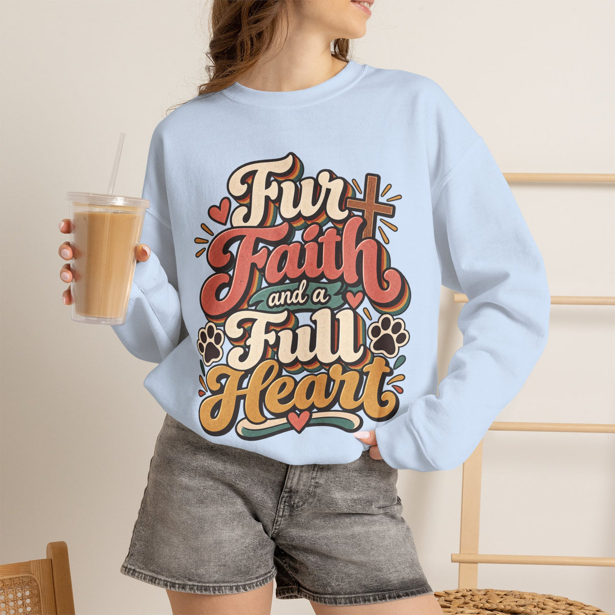 Fur Faith and a Full Heart Sweatshirt | Pet Paw Script Design