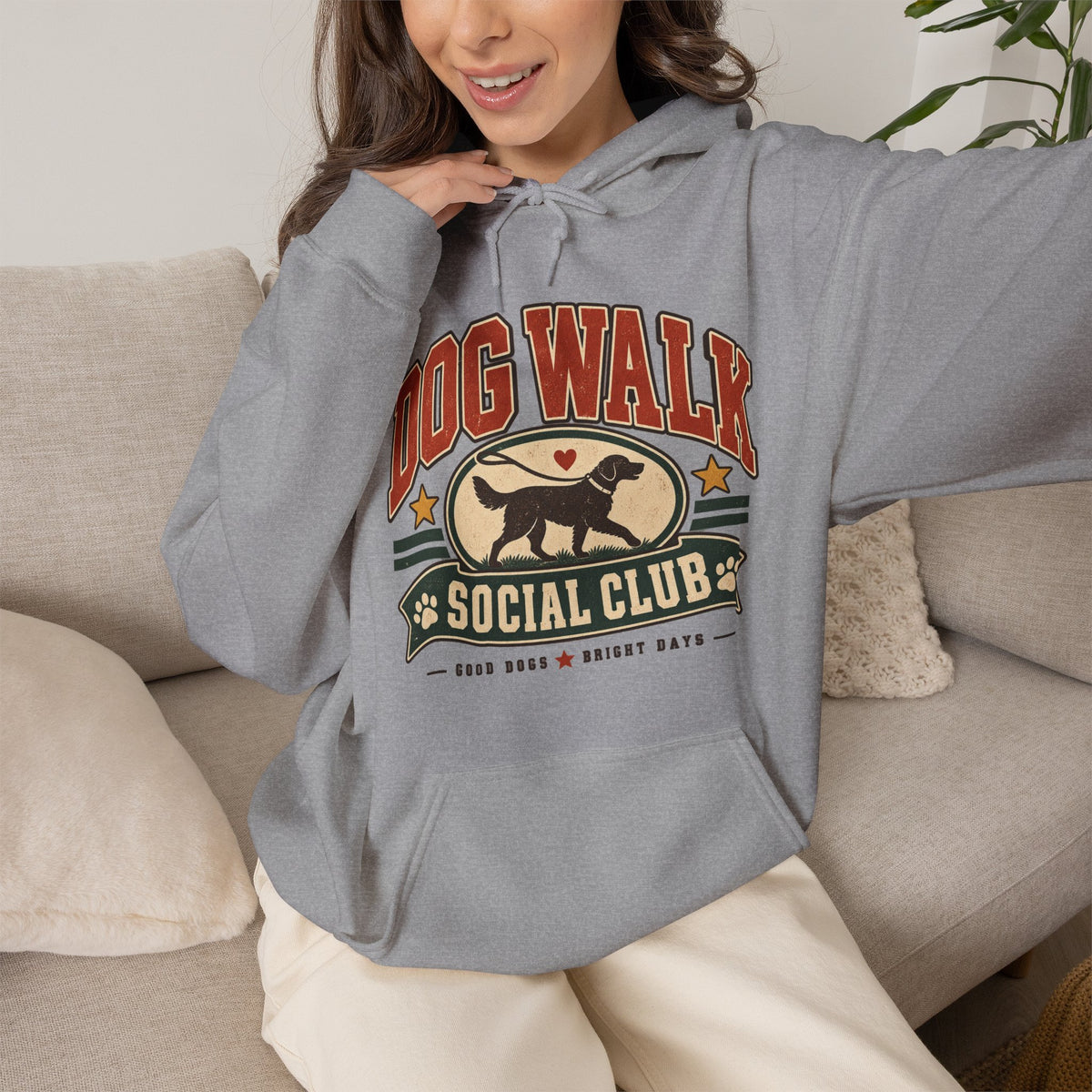 Dog Walk Social Club Hoodie | Retro Dog Logo, Walking Club Sweatshirt