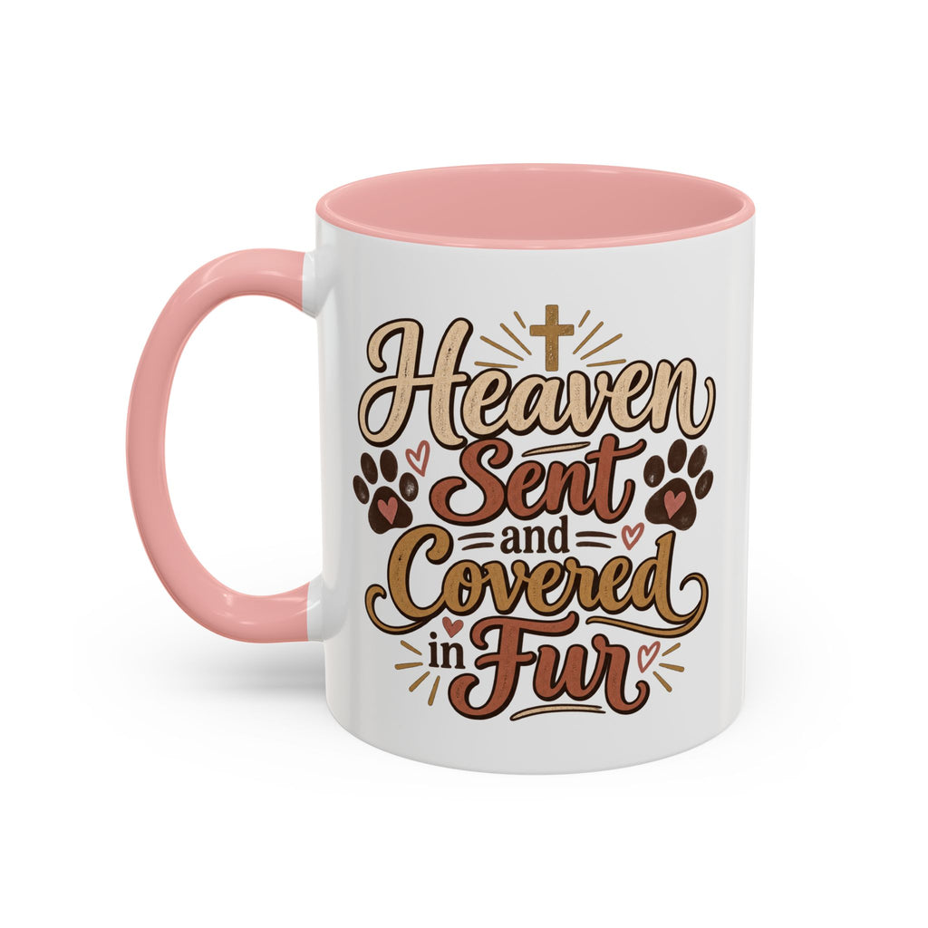Heaven Sent and Covered in Fur Accent Coffee Mug | Pet Lover Paw Print