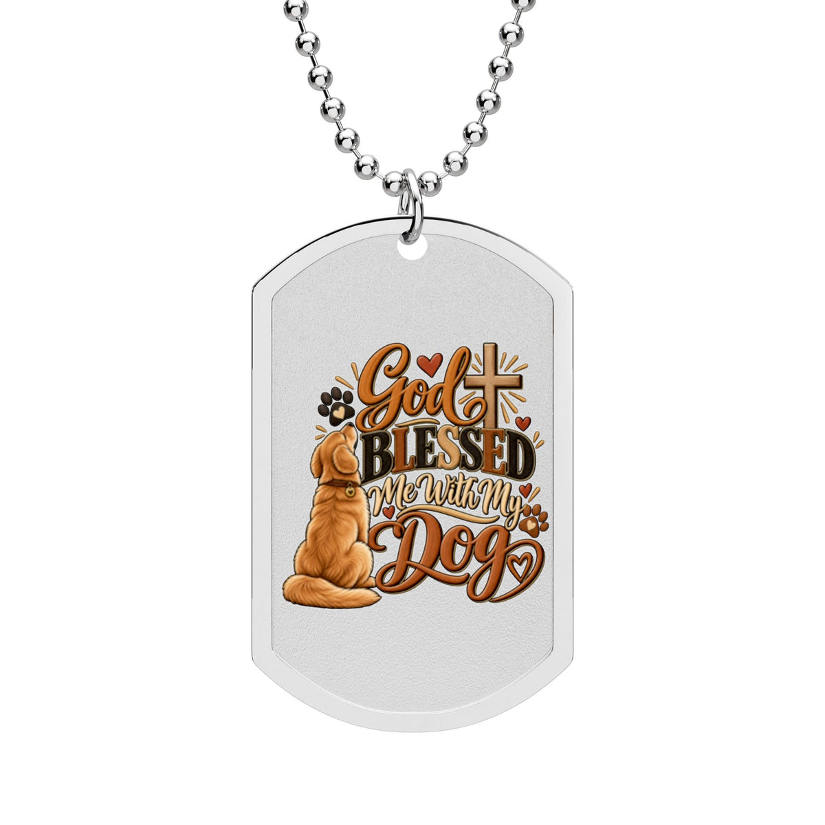 God Blessed My Dog dog tag with chain | religious dog lover necklace
