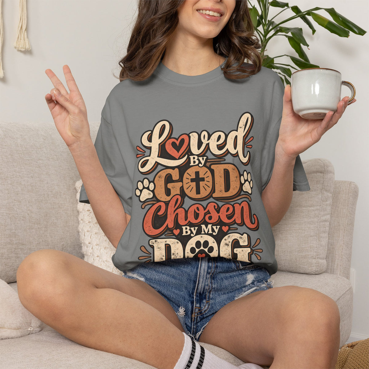 Loved by God Chosen by My Dog T-Shirt | Paw Print Faith Design