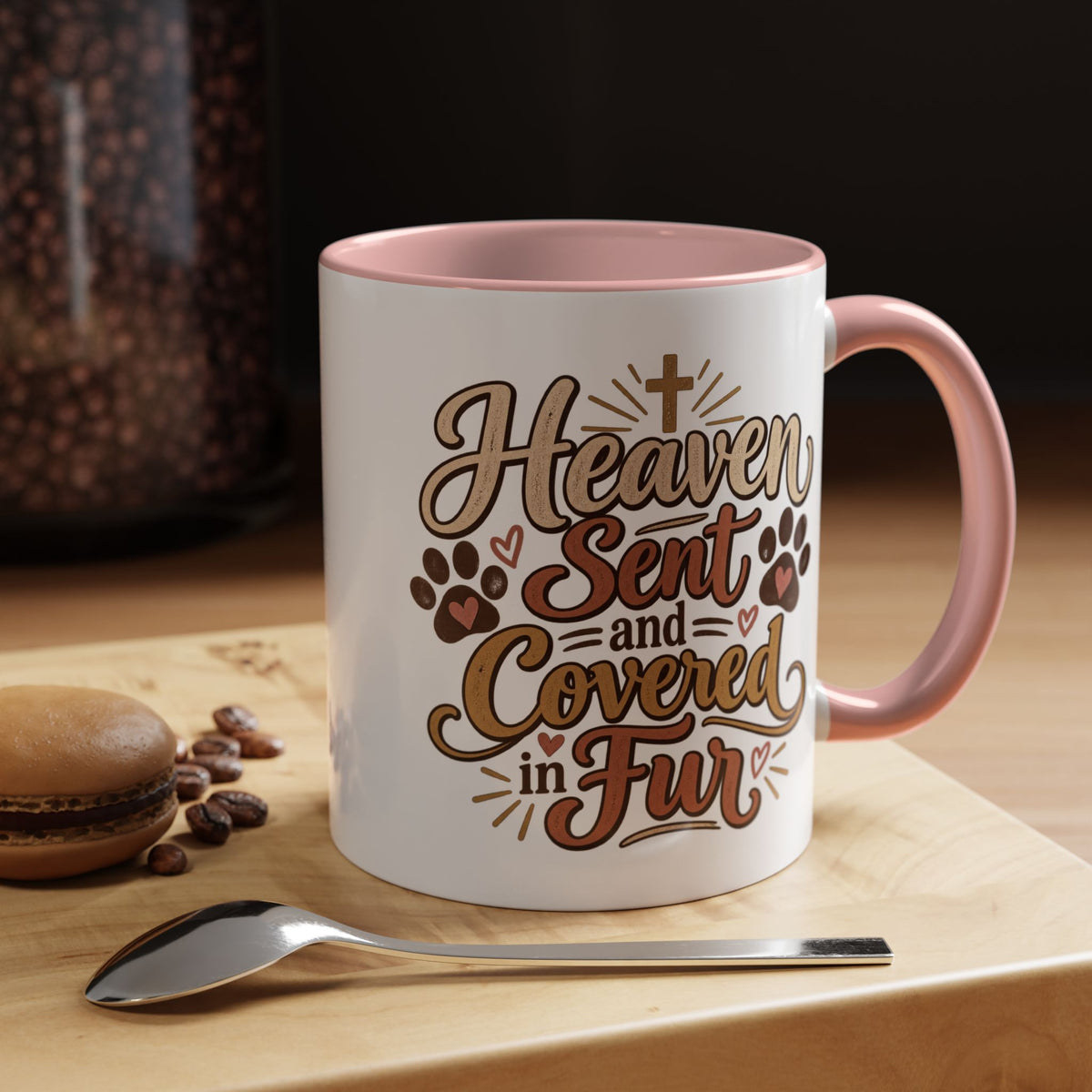Heaven Sent and Covered in Fur Accent Coffee Mug | Pet Lover Paw Print