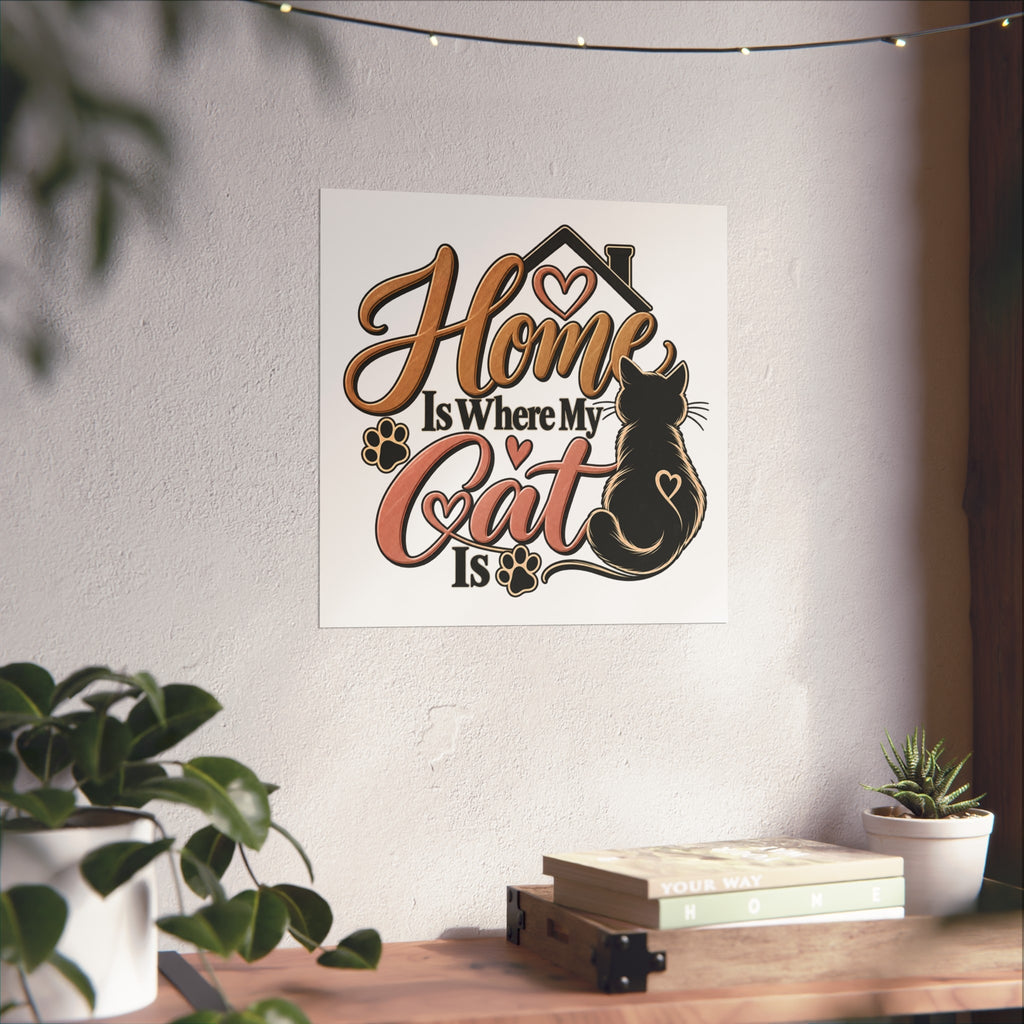 Home Is Where My Cat Is Fine Art Poster | Cat Silhouette, Paw Prints