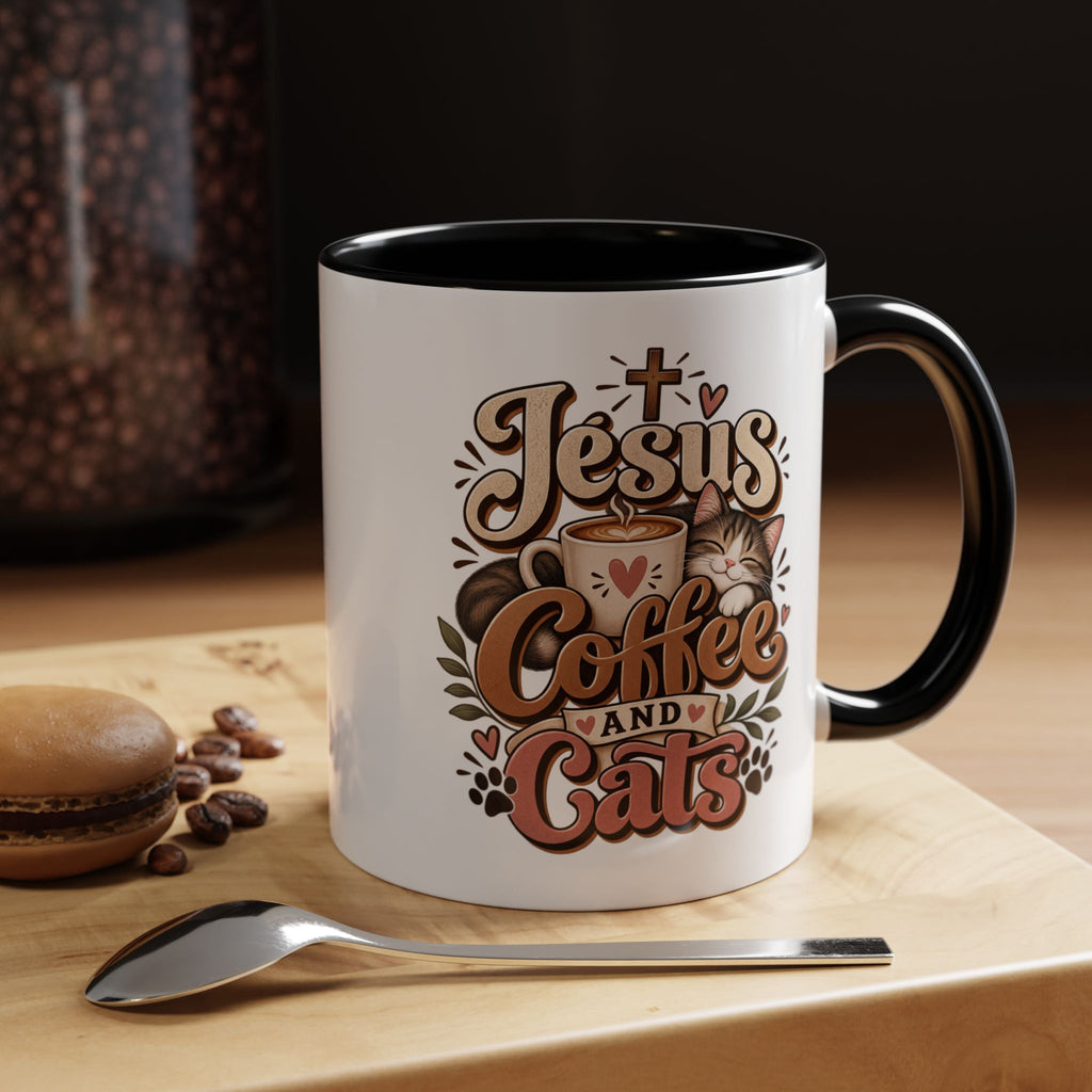 Jesus Coffee and Cats Mug | Accent Coffee Mug 11oz 15oz