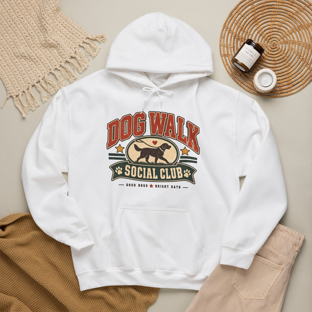 Dog Walk Social Club Hoodie | Retro Dog Logo, Walking Club Sweatshirt