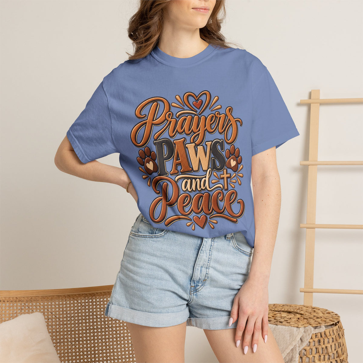 Prayers Paws and Peace T-shirt | Pet Faith Typography Tee