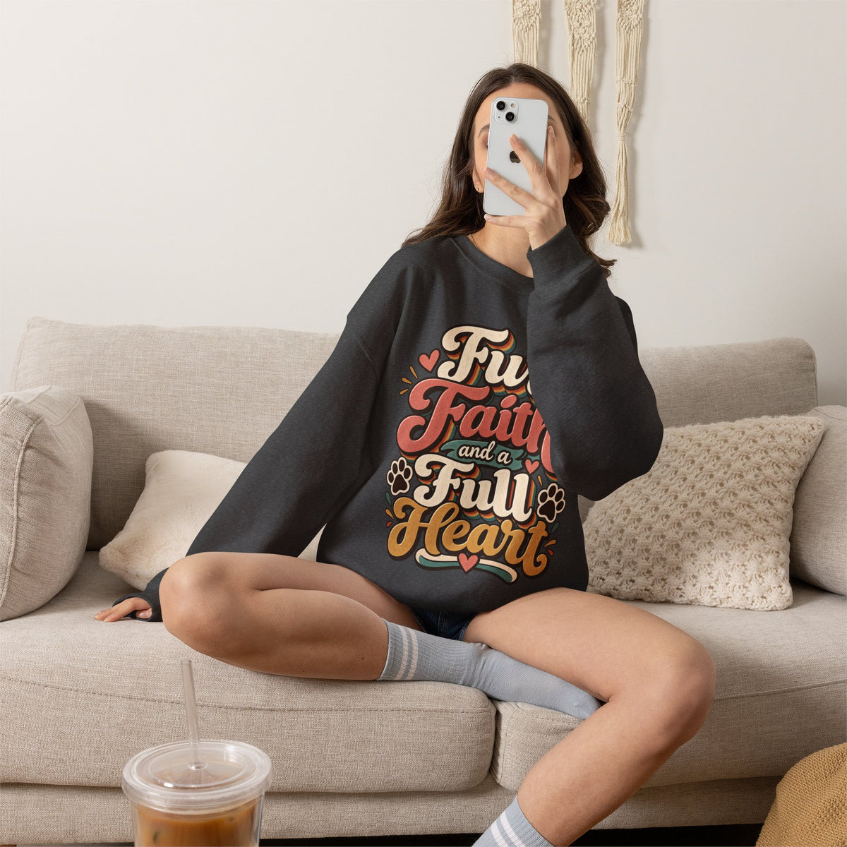 Fur Faith and a Full Heart Sweatshirt | Pet Paw Script Design