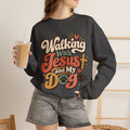 Walking With Jesus and My Dog Sweatshirt | Christian Paw Print Design