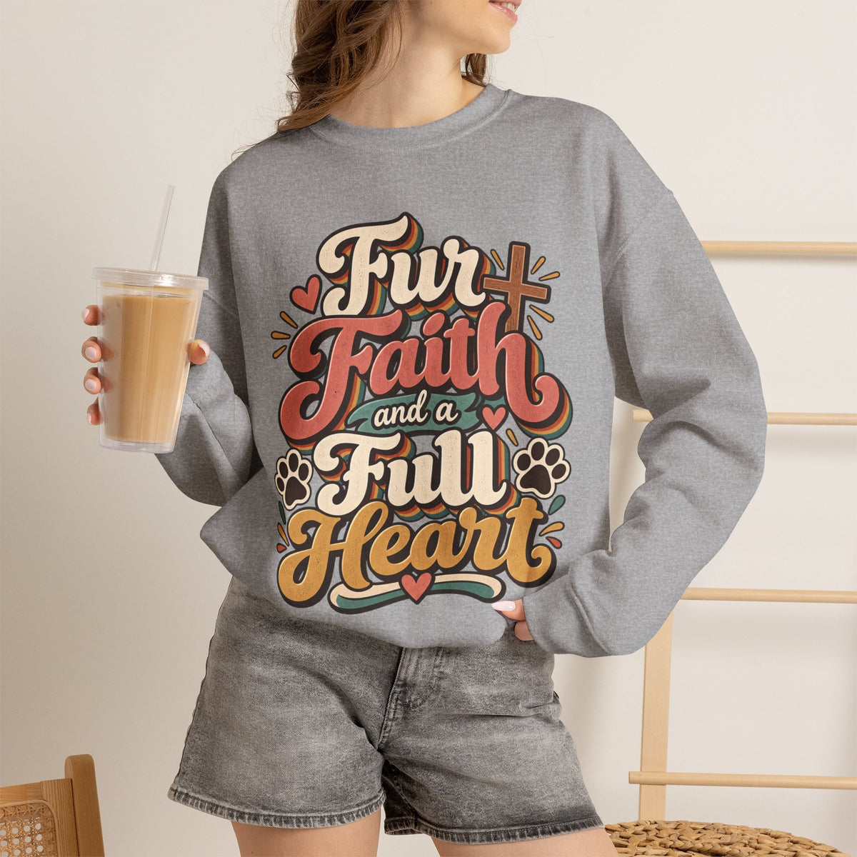 Fur Faith and a Full Heart Sweatshirt | Pet Paw Script Design