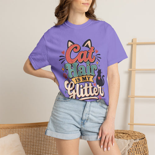 Cat Hair Is My Glitter T-Shirt | Cute Cat Typography Shirt