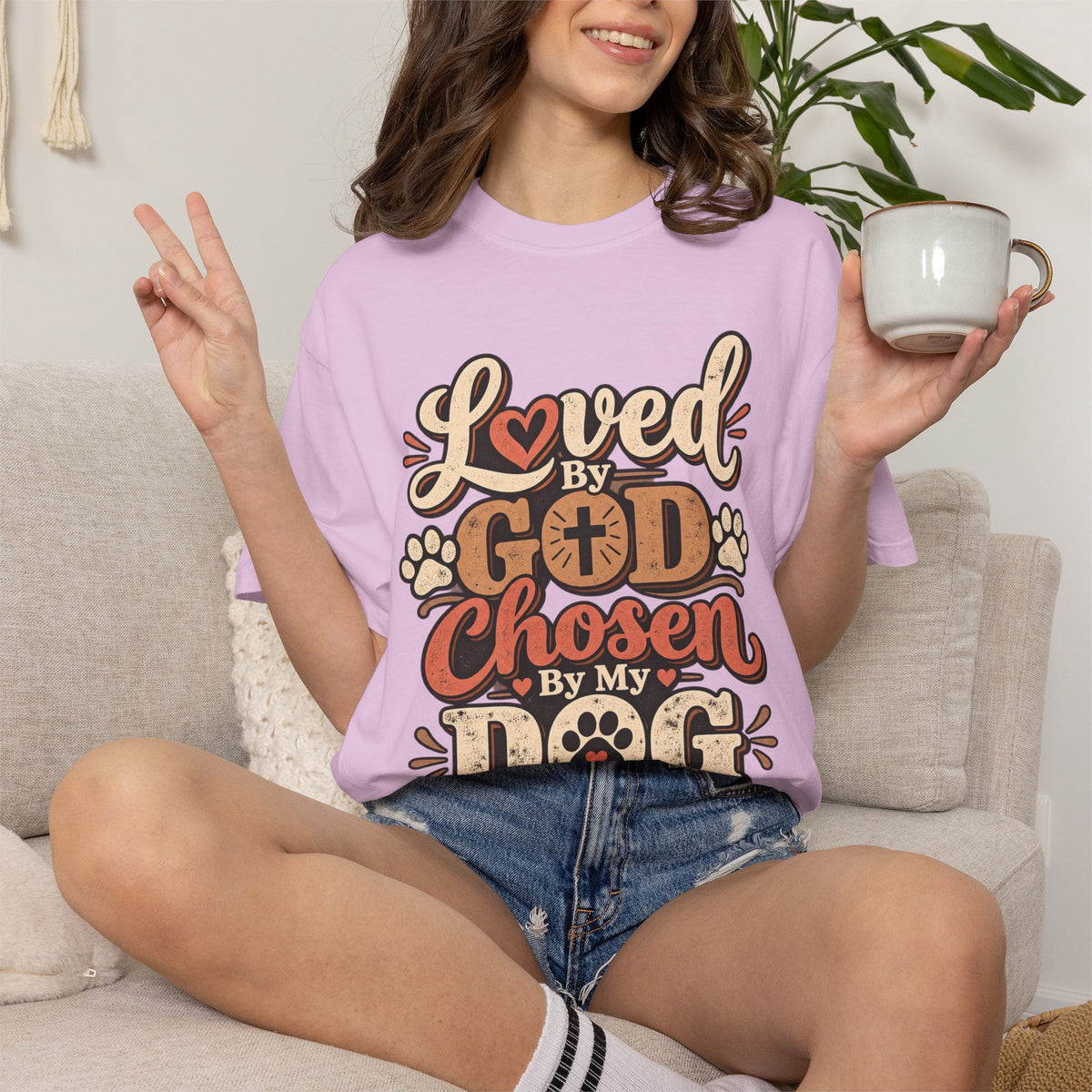 Loved by God Chosen by My Dog T-Shirt | Paw Print Faith Design