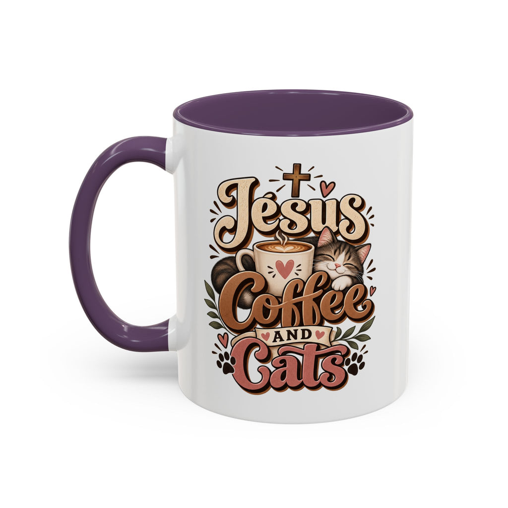 Jesus Coffee and Cats Mug | Accent Coffee Mug 11oz 15oz