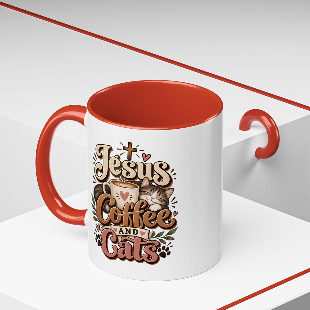 Jesus Coffee and Cats Mug | Accent Coffee Mug 11oz 15oz