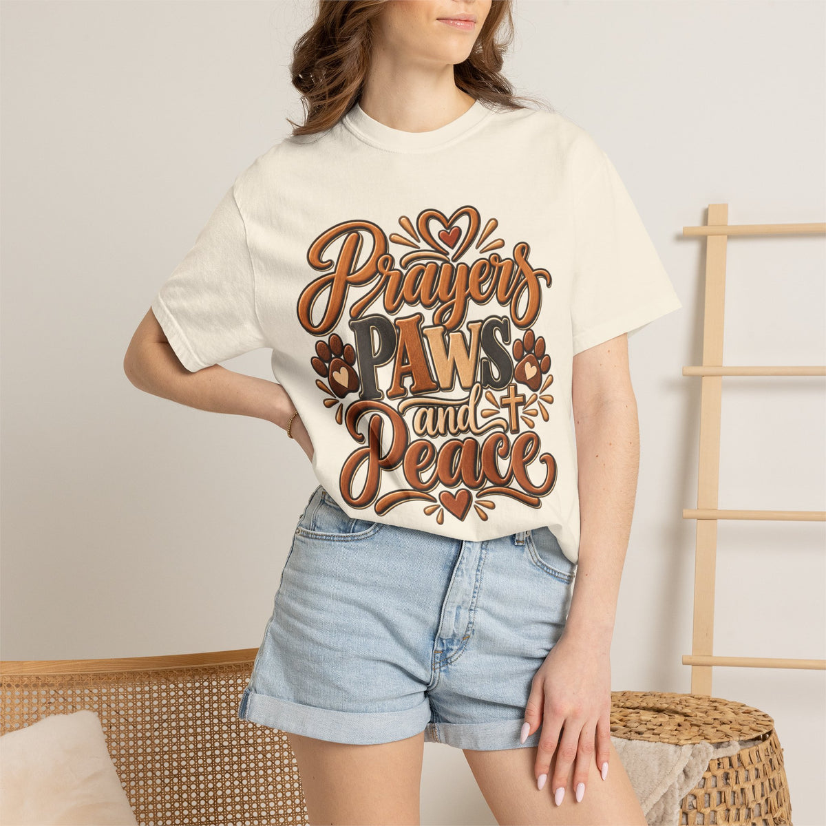 Prayers Paws and Peace T-shirt | Pet Faith Typography Tee