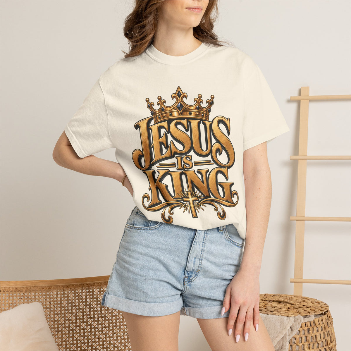 Jesus Is King T-Shirt | Crown typography Christian faith tee