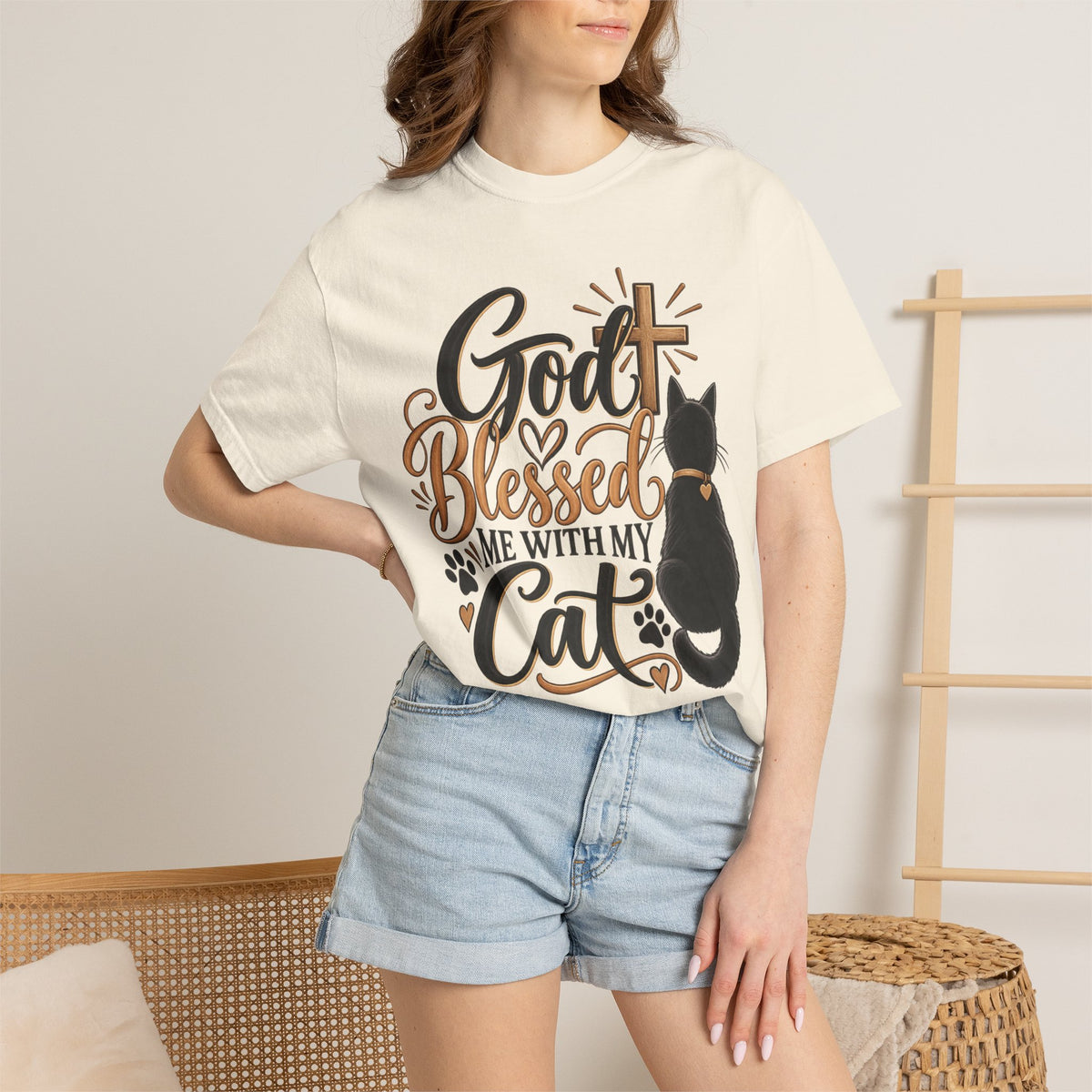 God Blessed Me With My Cat T-Shirt | Religious Cat Faith Tee