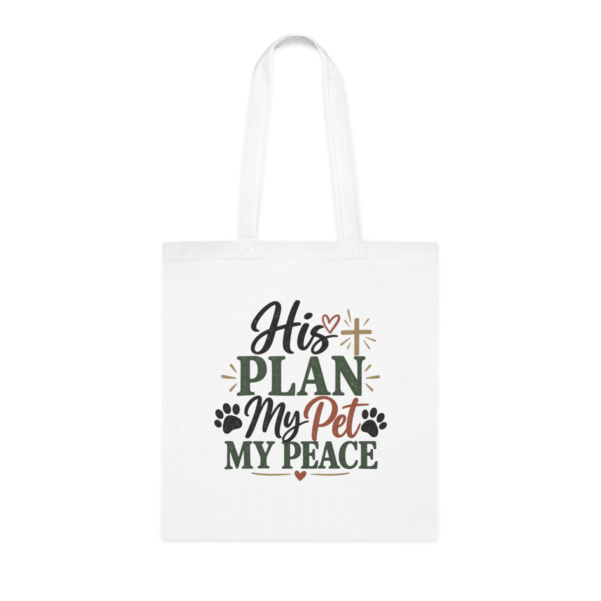 His Plan My Pet My Peace Tote | Christian Pet Faith Paw Print Tote