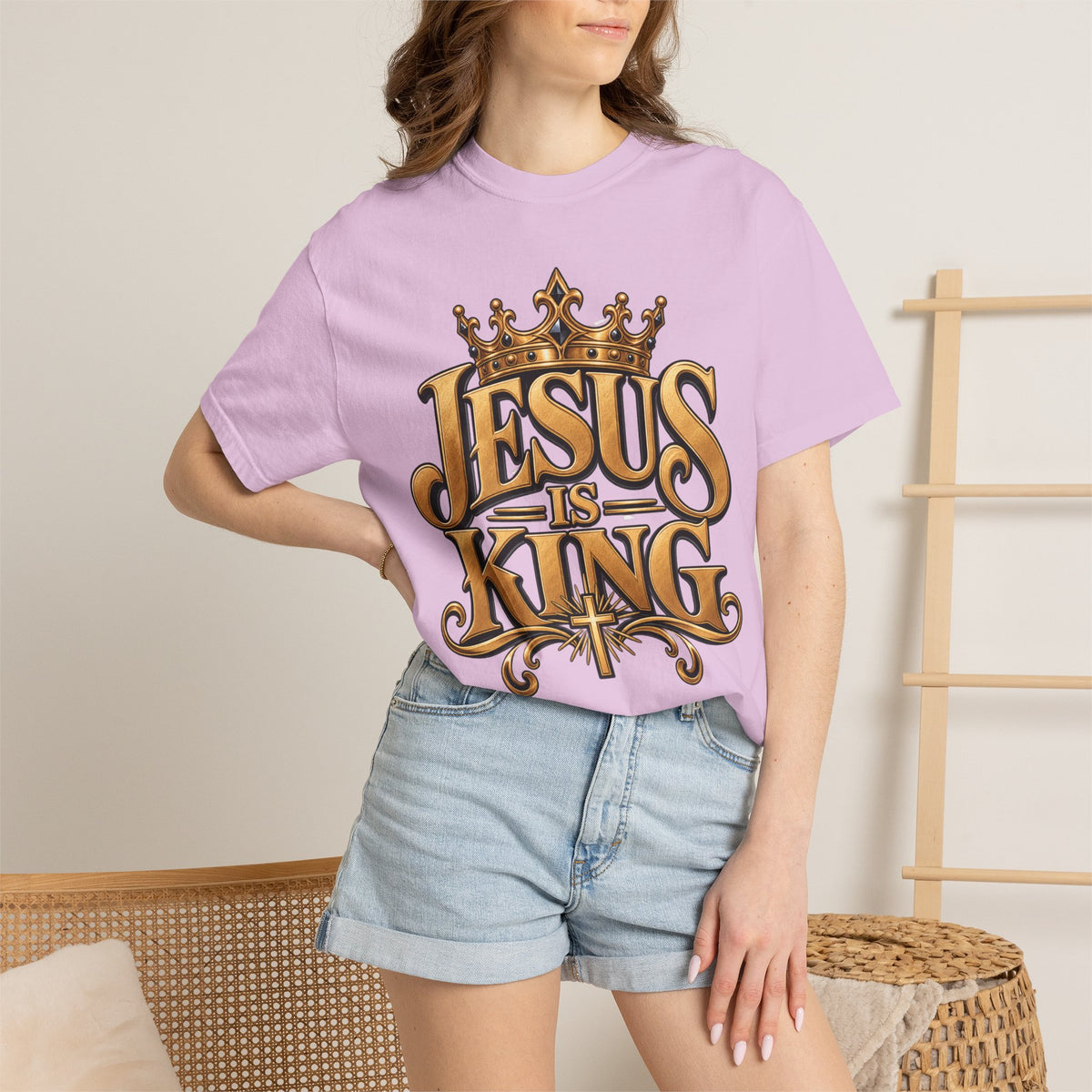Jesus Is King T-Shirt | Crown typography Christian faith tee