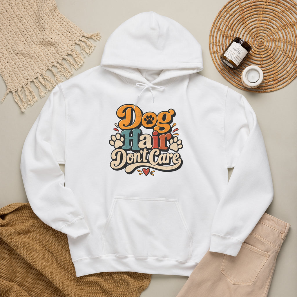 Dog Hair Don't Care Hoodie | Retro Paw Print Design