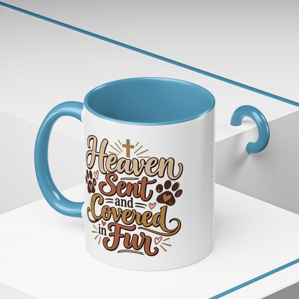 Heaven Sent and Covered in Fur Accent Coffee Mug | Pet Lover Paw Print