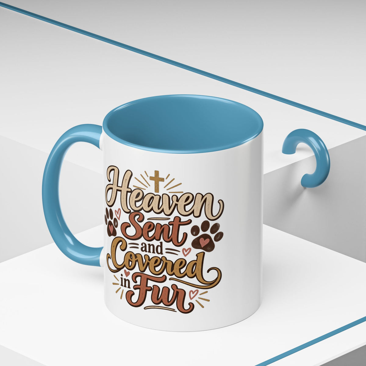 Heaven Sent and Covered in Fur Accent Coffee Mug | Pet Lover Paw Print