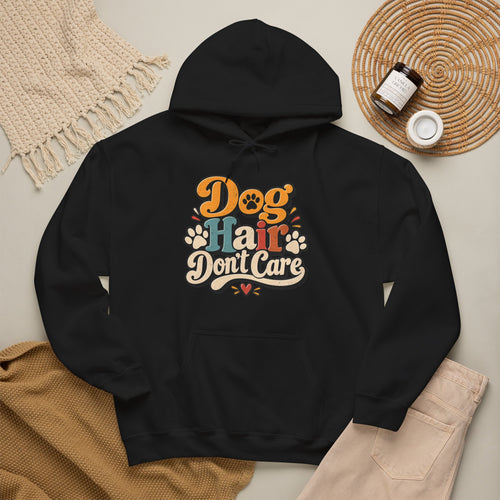 Dog Hair Don't Care Hoodie | Retro Paw Print Design