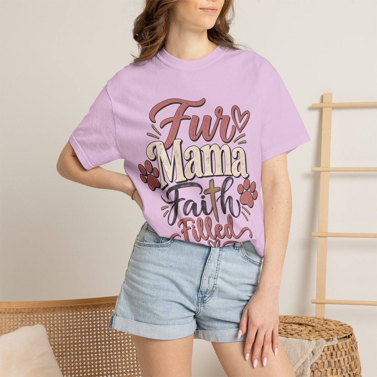 Fur Mama Faith Filled T-Shirt | Paw Print Dog Mom Tee