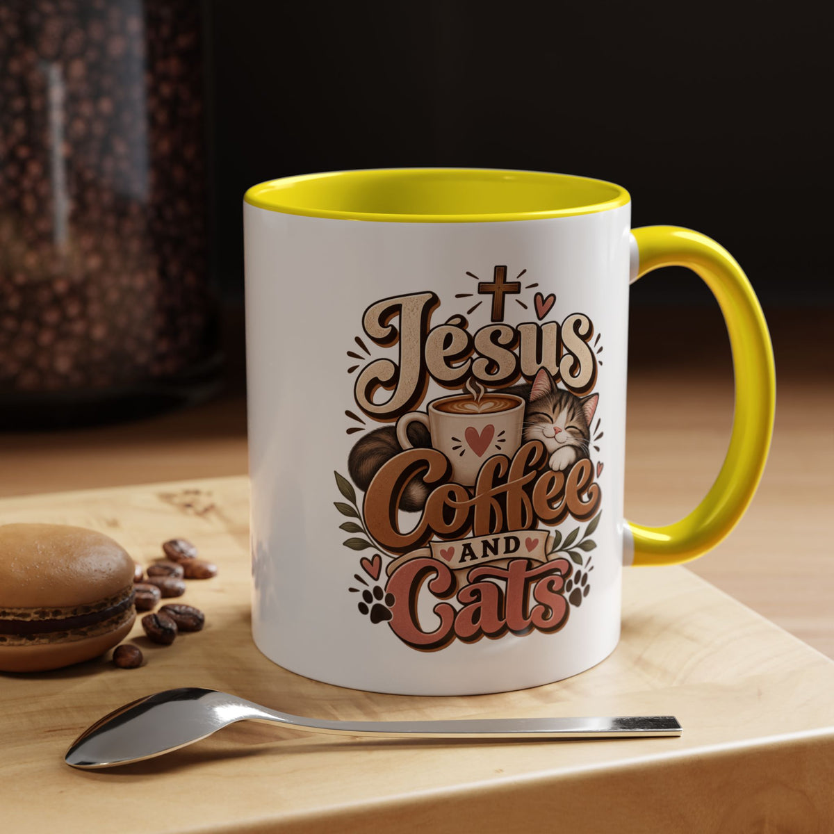Jesus Coffee and Cats Mug | Accent Coffee Mug 11oz 15oz
