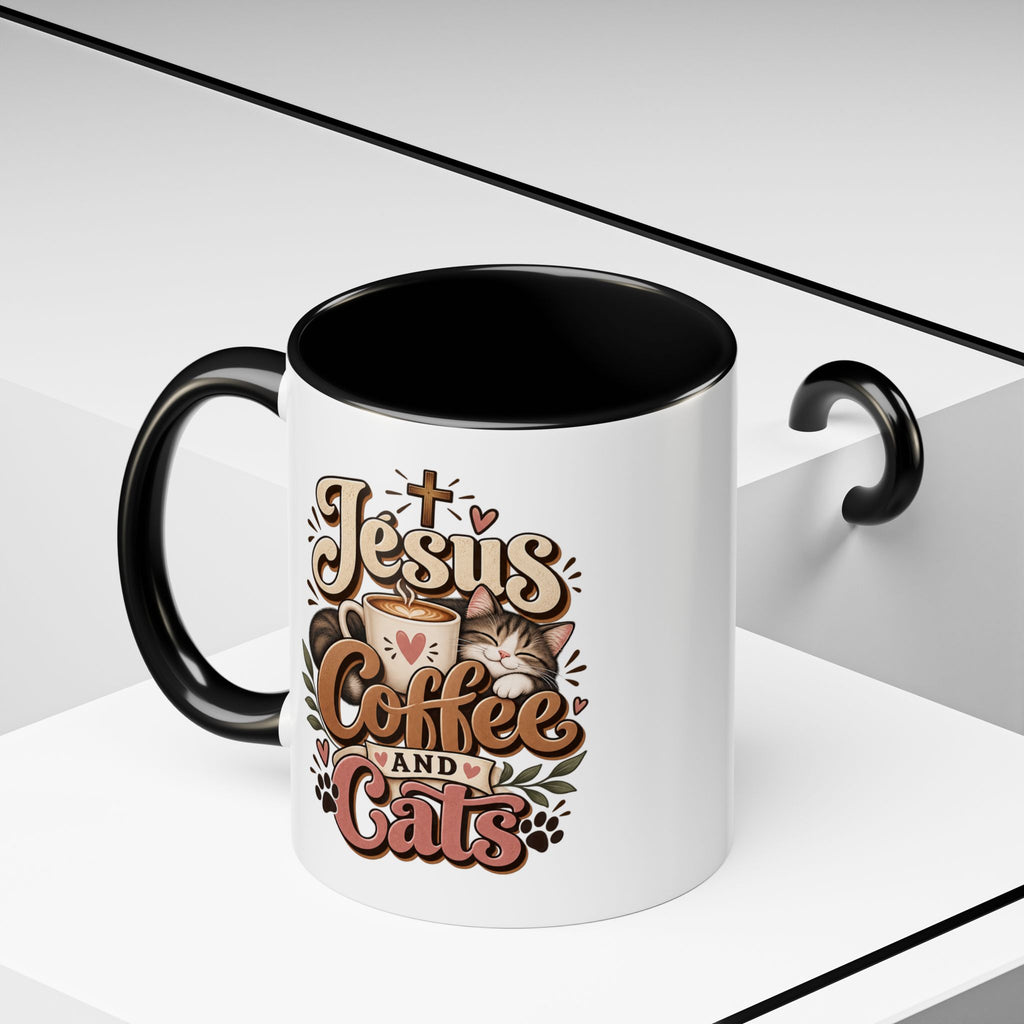 Jesus Coffee and Cats Mug | Accent Coffee Mug 11oz 15oz