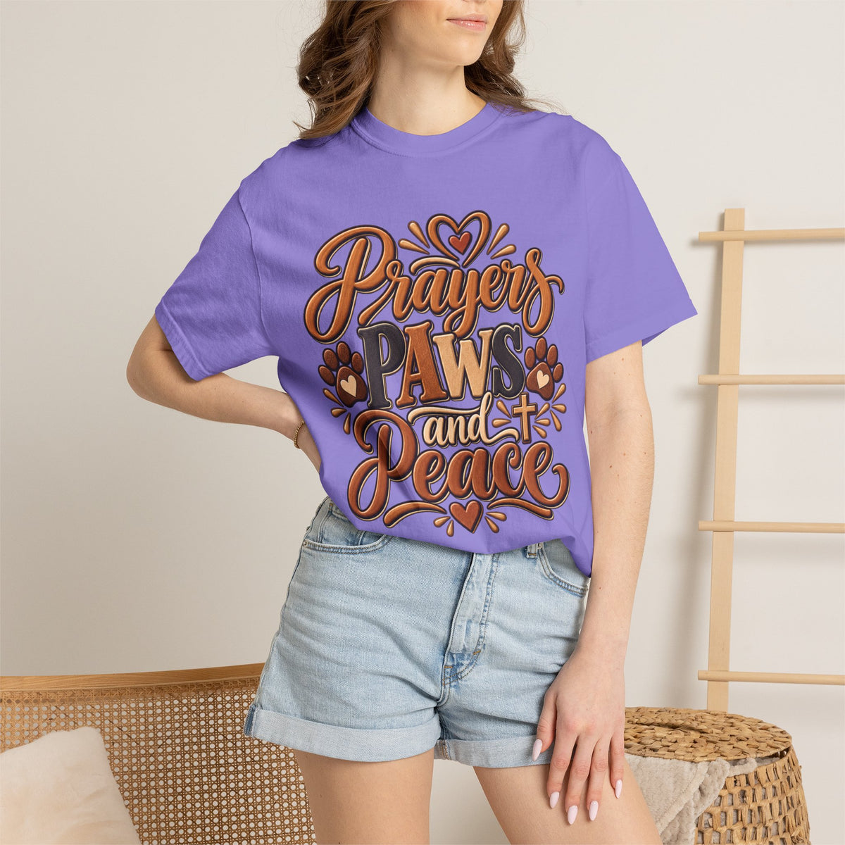 Prayers Paws and Peace T-shirt | Pet Faith Typography Tee