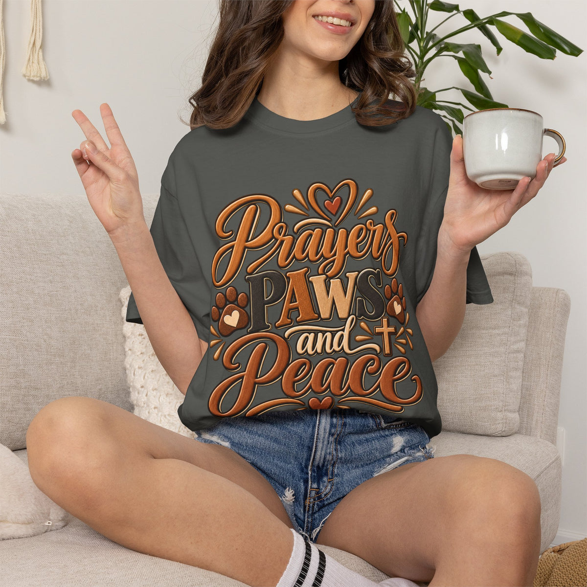 Prayers Paws and Peace T-shirt | Pet Faith Typography Tee