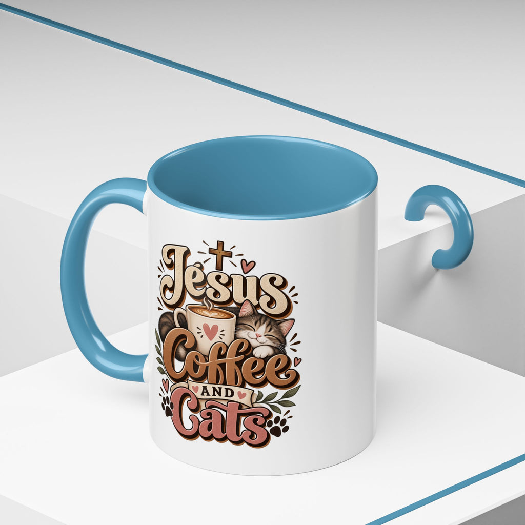 Jesus Coffee and Cats Mug | Accent Coffee Mug 11oz 15oz