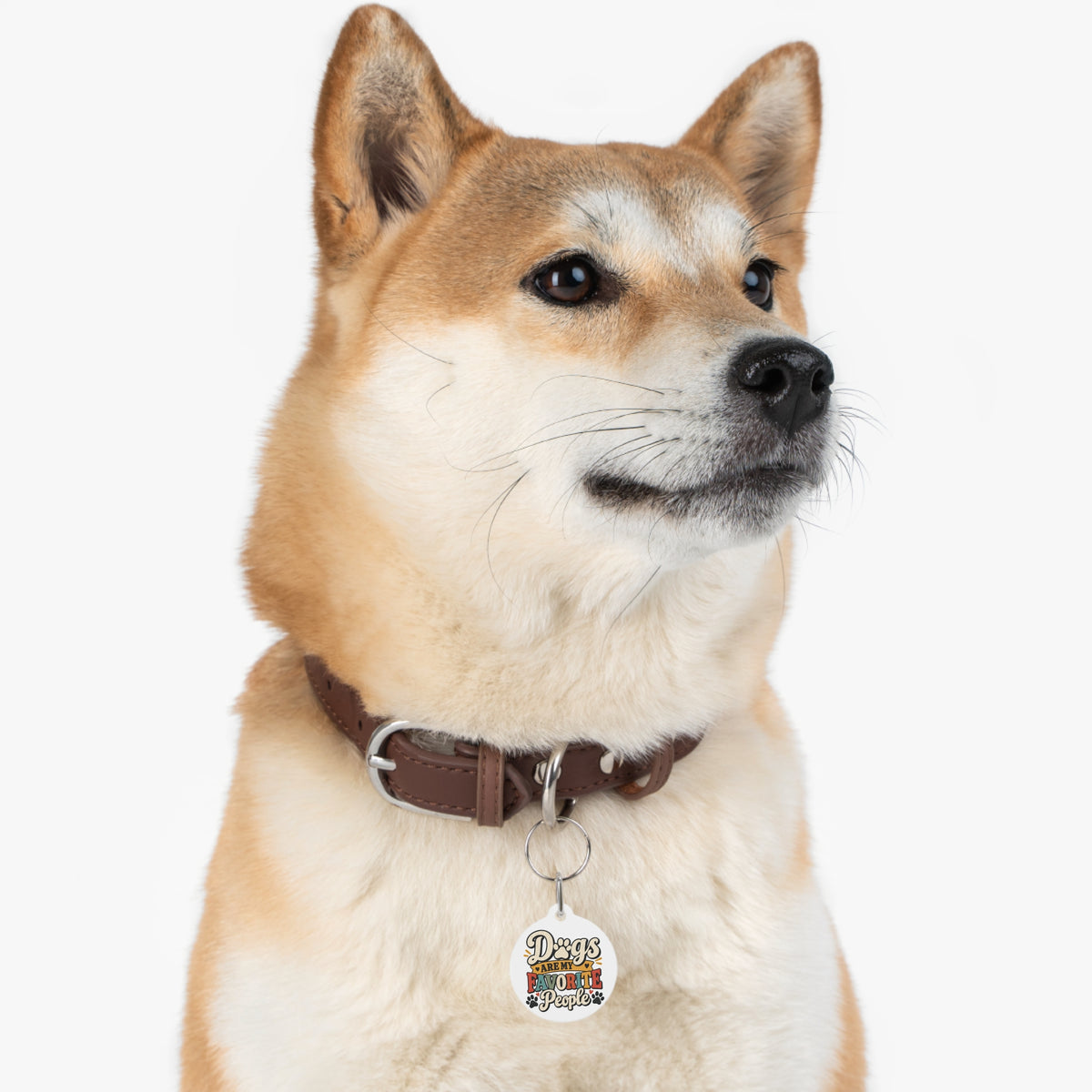 Dogs Are My Favorite People Pet Tag | Round Engraved Dog ID Tag