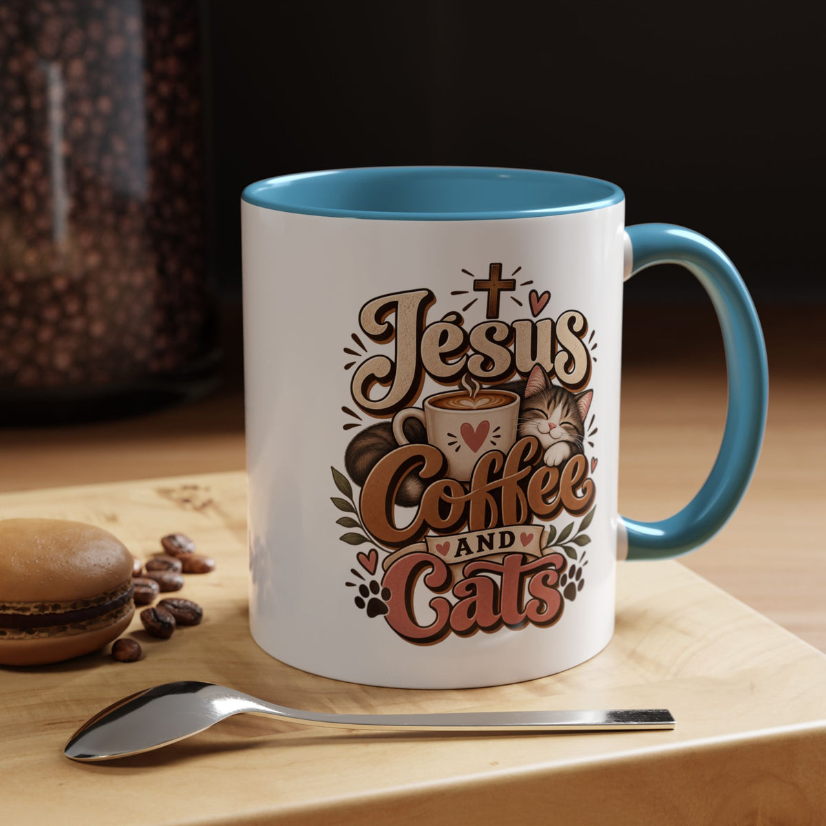 Jesus Coffee and Cats Mug | Accent Coffee Mug 11oz 15oz