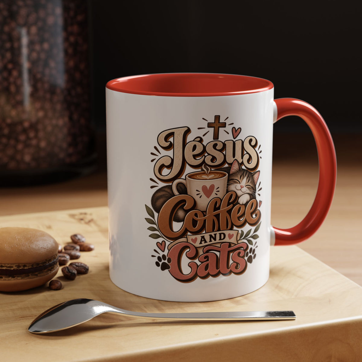 Jesus Coffee and Cats Mug | Accent Coffee Mug 11oz 15oz