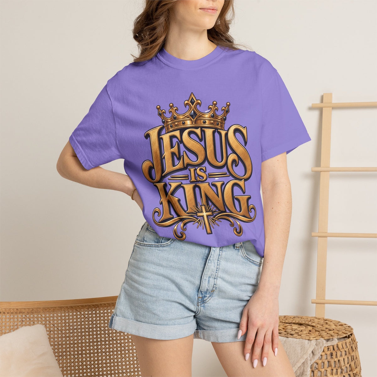 Jesus Is King T-Shirt | Crown typography Christian faith tee