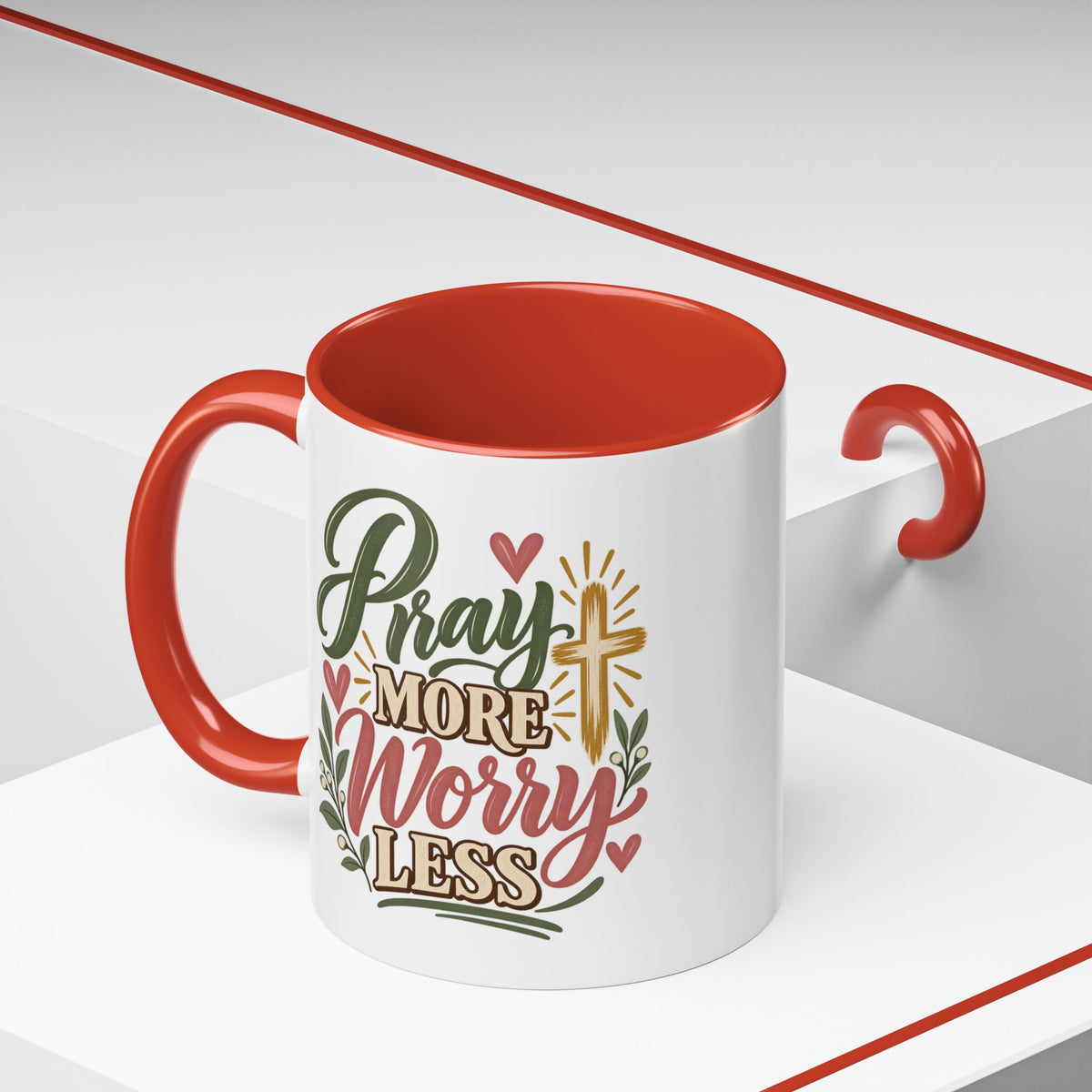 Pray More Worry Less Mug | Accent Coffee Mug