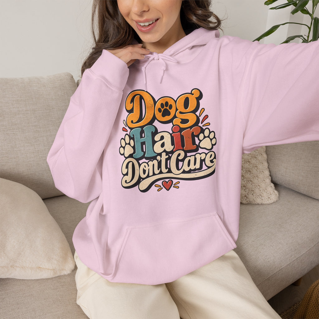 Dog Hair Don't Care Hoodie | Retro Paw Print Design