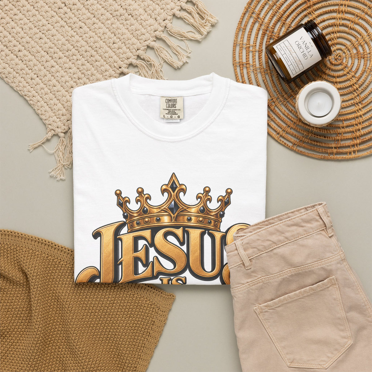Jesus Is King T-Shirt | Crown typography Christian faith tee