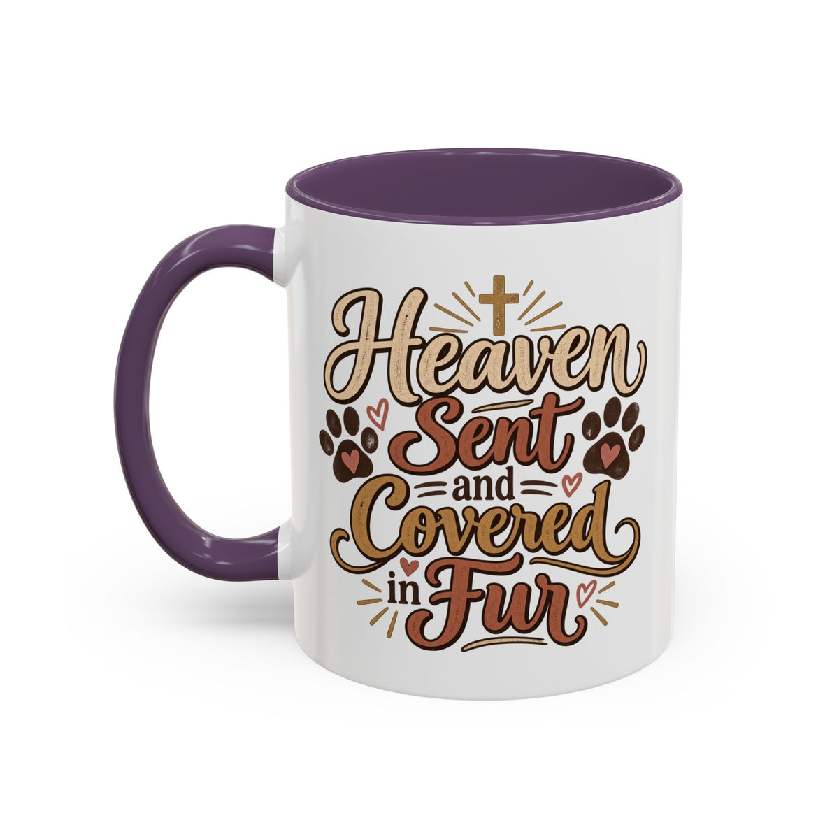 Heaven Sent and Covered in Fur Accent Coffee Mug | Pet Lover Paw Print
