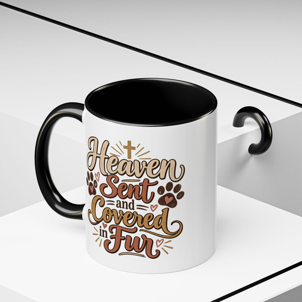 Heaven Sent and Covered in Fur Accent Coffee Mug | Pet Lover Paw Print