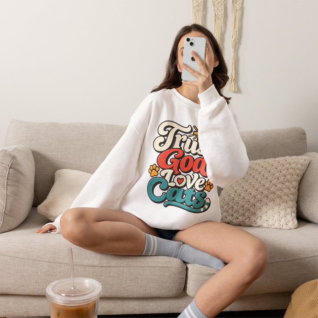 Trust God Love Cats Sweatshirt | Christian Cat Lover Crewneck