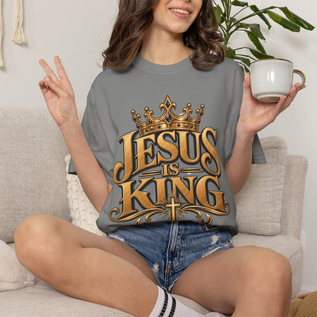 Jesus Is King T-Shirt | Crown typography Christian faith tee