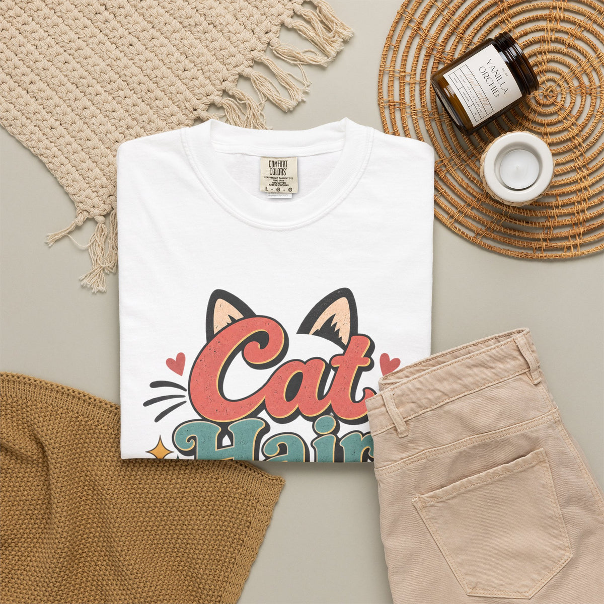 Cat Hair Is My Glitter T-Shirt | Cute Cat Typography Shirt